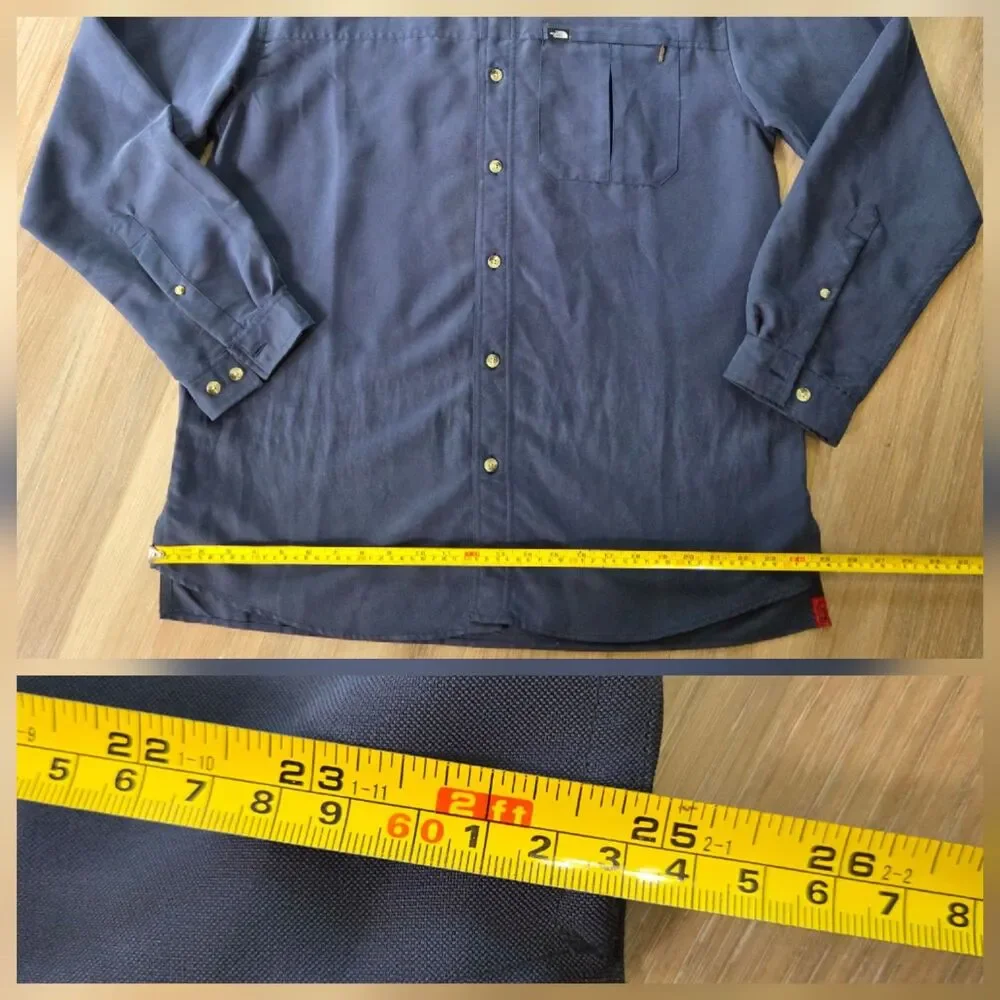 The North Face Shirt Men's Large Blue Roll Tab Modal Blend Button Down
